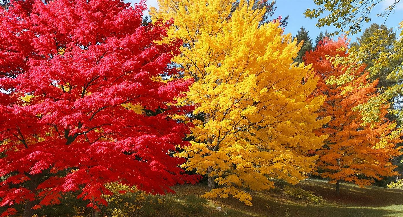 October foliage peak colors maple trees