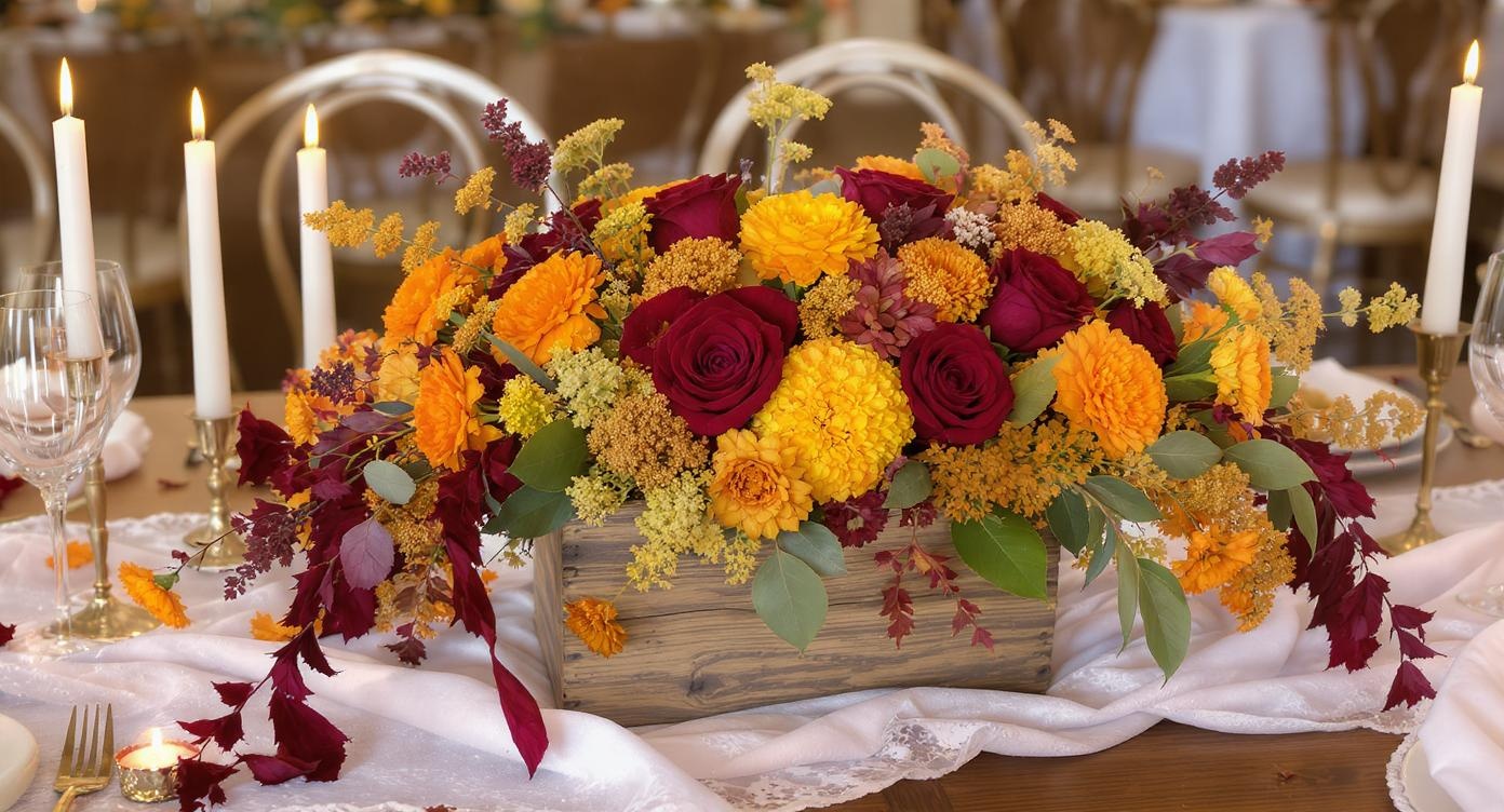 October wedding colors burgundy orange
