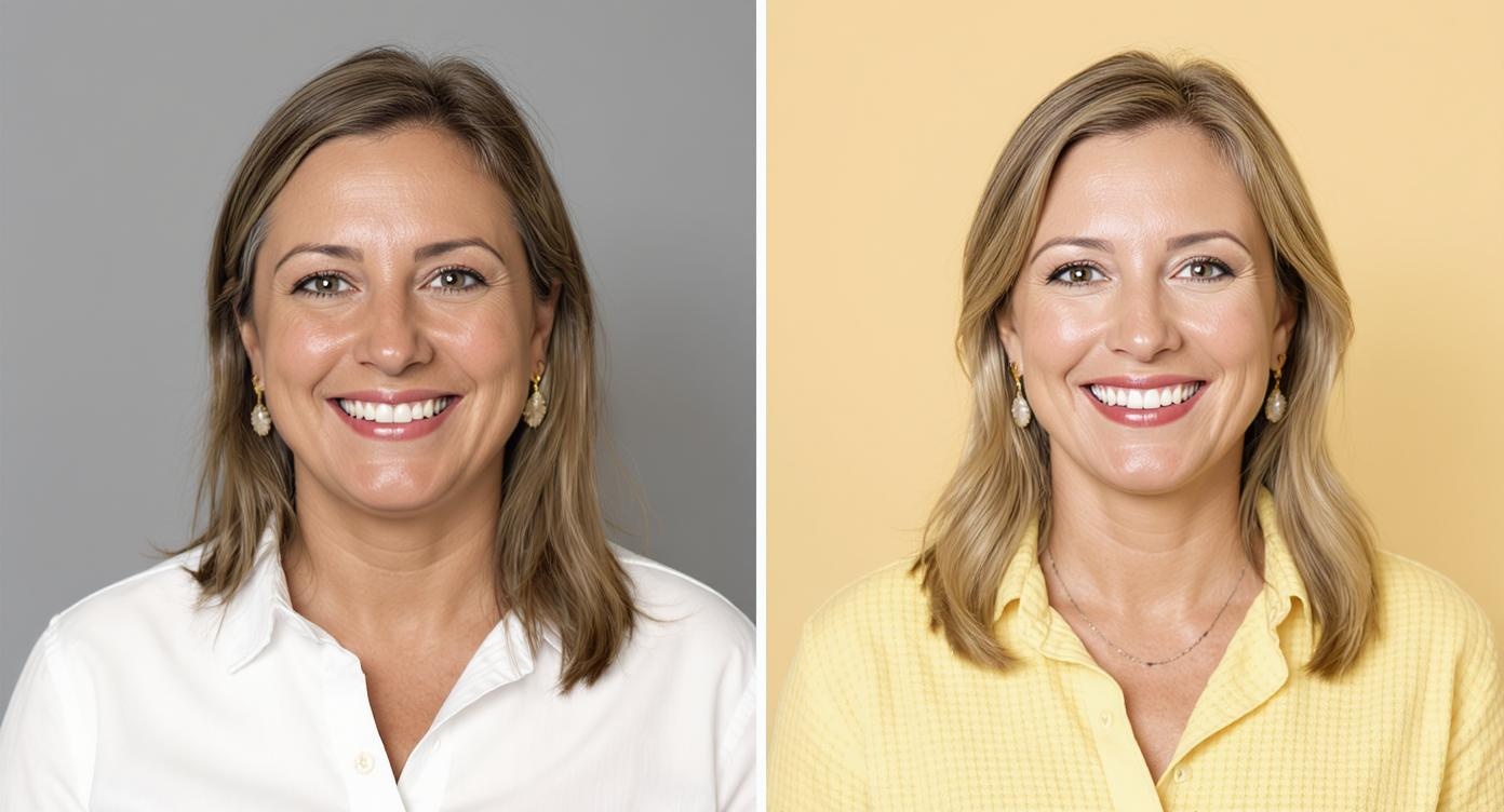 Before and after showing the impact of wearing right spring colors
