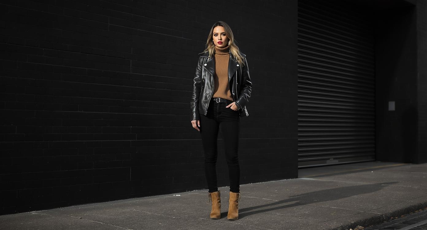 Black and tan edgy chic outfit