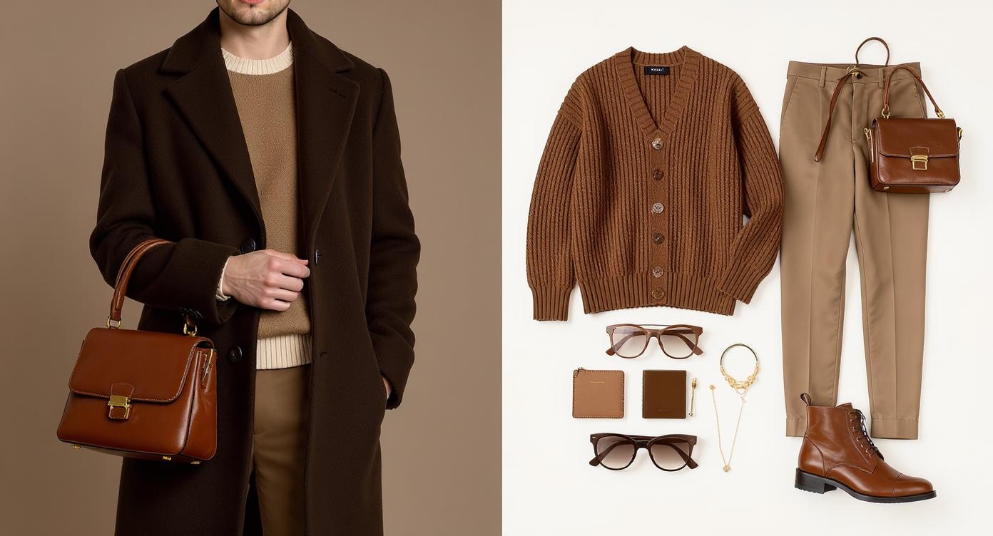 Chocolate brown and tan monochromatic look