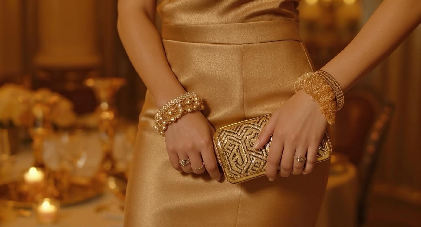 Gold and tan glamorous outfit