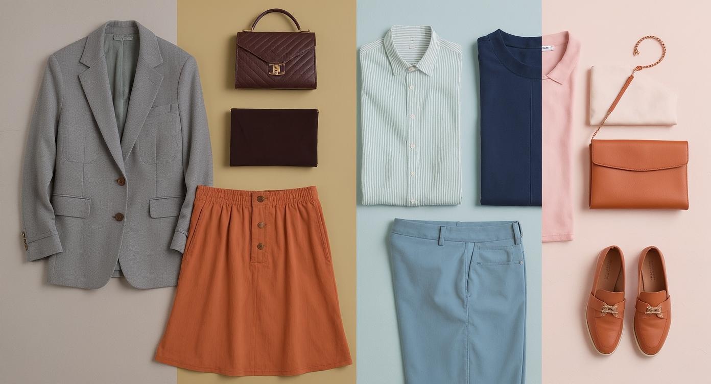 Coordinated wardrobe pieces in seasonal colors