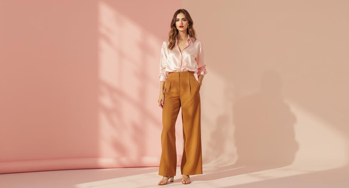 Blush pink and tan romantic outfit
