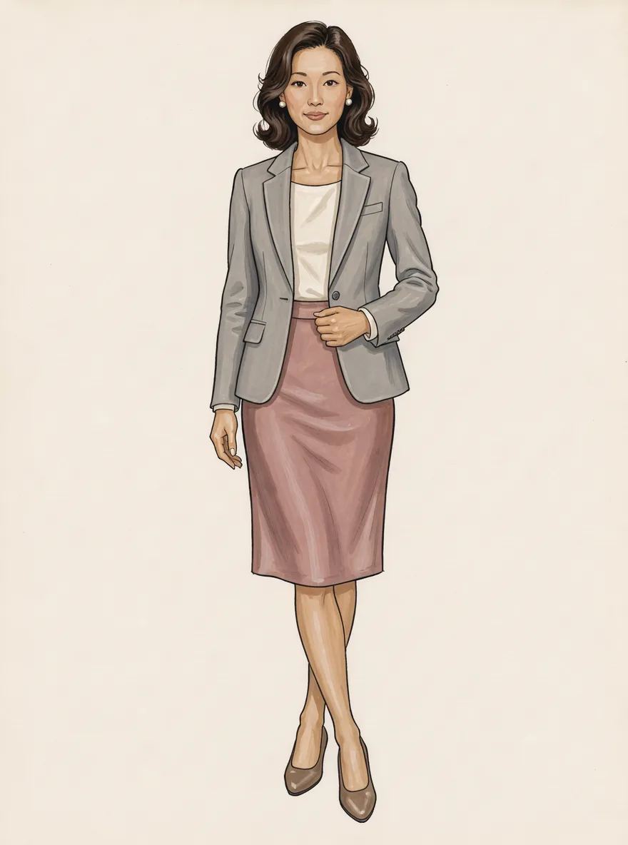 Soft Classic Kibbe body type illustration in a signature Soft Classic outfit