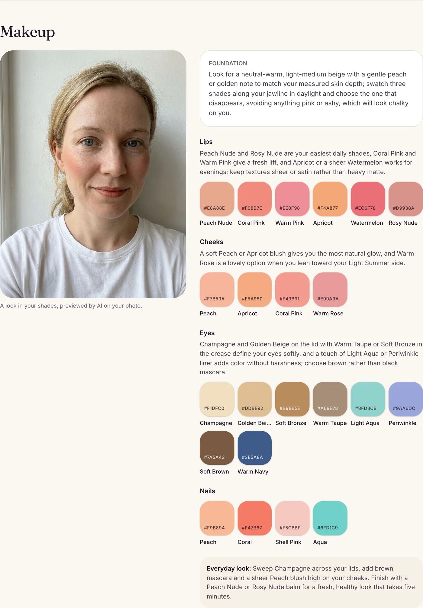 Lipstick, blush, eyes and foundation